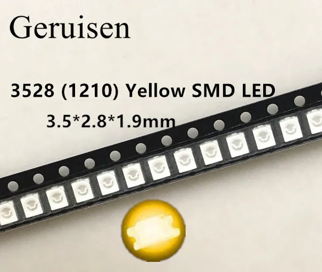 100 шт. Желтый Мощность Топ 1210 3528 SMD SMT PLCC 2 1500MCD ультра яркий светодиодный Новый