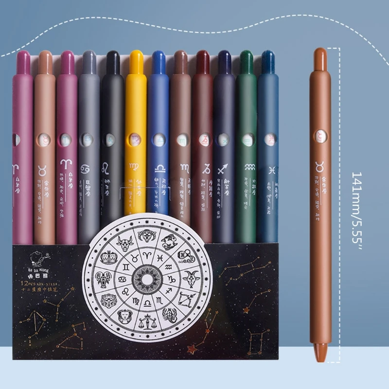 New 12 Pieces Creative Retractable Gel Pen Black 0.5mm Twelve Constellation Quick-drying for students Children School Office
New 12 Pieces Creative Retractable Gel Pen Black 0.5mm Twelve Constellation Quick-drying for students Children School Office