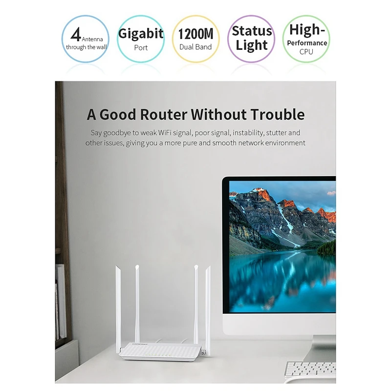 N3 V3 Wireless Router, 1200M Home Through-Wall WiFi High-Speed Smart Dual-Band 5.8 + 2.4G WIFI Router
N3 V3 Wireless Router, 1200M Home Through-Wall WiFi High-Speed Smart Dual-Band 5.8 + 2.4G WIFI Router