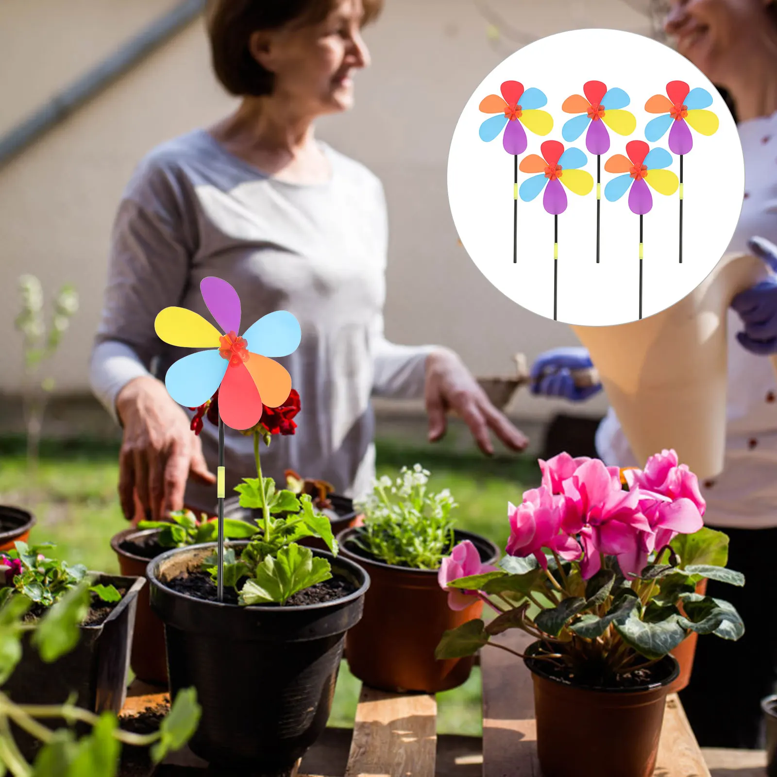 5pcs Outdoor Decorative Windmill Delicate Flower Shape Pinwheel for Garden Outdoor
5pcs Outdoor Decorative Windmill Delicate Flower Shape Pinwheel for Garden Outdoor