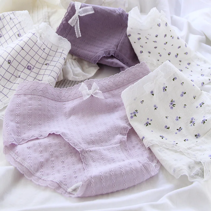 3Pcs Cute Purple Ruffles Panties Bow Soft Cotton Girl Underwear Broken flower women's Lingerie
3Pcs Cute Purple Ruffles Panties Bow Soft Cotton Girl Underwear Broken flower women's Lingerie