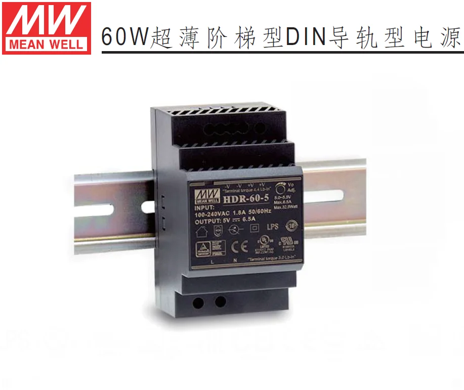 Original Mean Well HDR-60-5 DC 5V 6.5A 32.5W meanwell Ultra Slim Step Shape DIN Rail Power Supply
Original Mean Well HDR-60-5 DC 5V 6.5A 32.5W meanwell Ultra Slim Step Shape DIN Rail Power Supply