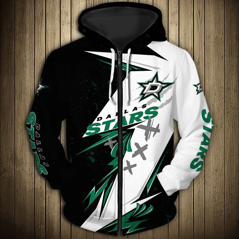 Dallas men's casual 3D zipper hoodie Graffiti geometric letters stars black and white stitching design printing Stars sweatshirt
Dallas men's casual 3D zipper hoodie Graffiti geometric letters stars black and white stitching design printing Stars sweatshirt
