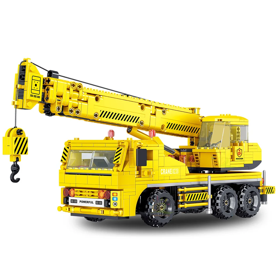 HUIQIBAO TOYS 808pcs Engineering Crane Truck Building Blocks For Children City Construction Vehicle Car Bricks Set Kids Gift