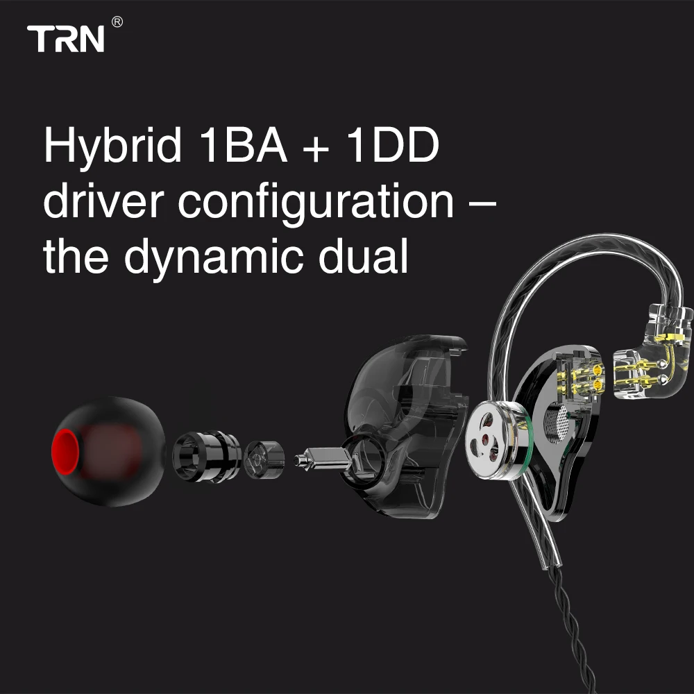 Гибридные наушники-вкладыши TRN ST1 1DD + 1BA Hi-Fi для бега спорта наушники гарнитура с