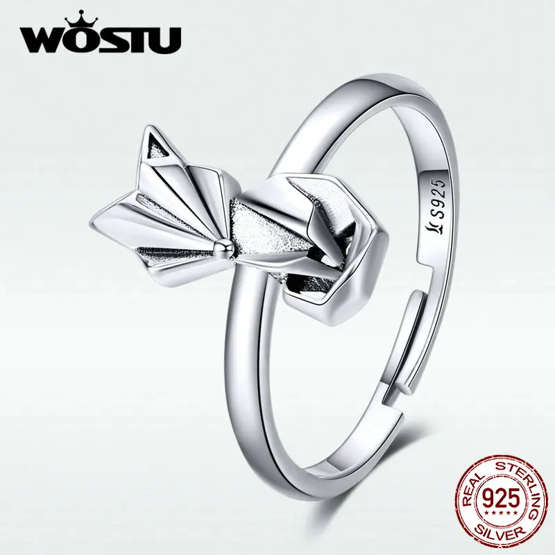 WOSTU 100% Стерлинговое Серебро 925 пробы маленькое кольцо с лисой животное