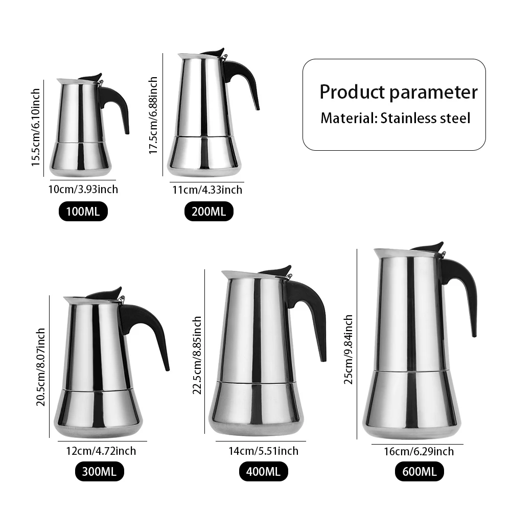 200/300/450/600ml Coffee Pot Mocha Espresso Percolator Stove Coffee Maker Pot Percolator Drink Tool Cafetiere Latte Stovetop
200/300/450/600ml Coffee Pot Mocha Espresso Percolator Stove Coffee Maker Pot Percolator Drink Tool Cafetiere Latte Stovetop