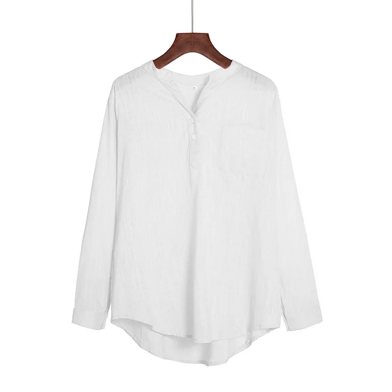 Spring 2021 new women's long-sleeved stand-up collar cotton and linen shirt women
Spring 2021 new women's long-sleeved stand-up collar cotton and linen shirt women