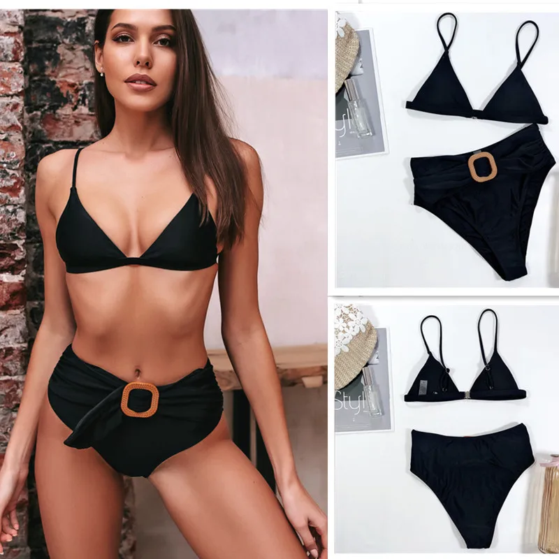 Mid-Waist Dark Black Women's Swimwear 2021 Bikini High Belt Sexy Two Piece Set Halter Top Free Shipping To Brazil Beach Tunic
Mid-Waist Dark Black Women's Swimwear 2021 Bikini High Belt Sexy Two Piece Set Halter Top Free Shipping To Brazil Beach Tunic