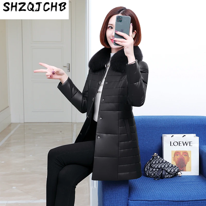 Кожаный пуховик SHZQ, женская зимняя куртка средней и большой длины, новинка, меховой воротник из овечьей шкуры, лисы, норки
Кожаный пуховик SHZQ, женская зимняя куртка средней и большой длины, новинка, меховой воротник из овечьей шкуры, лисы, норки