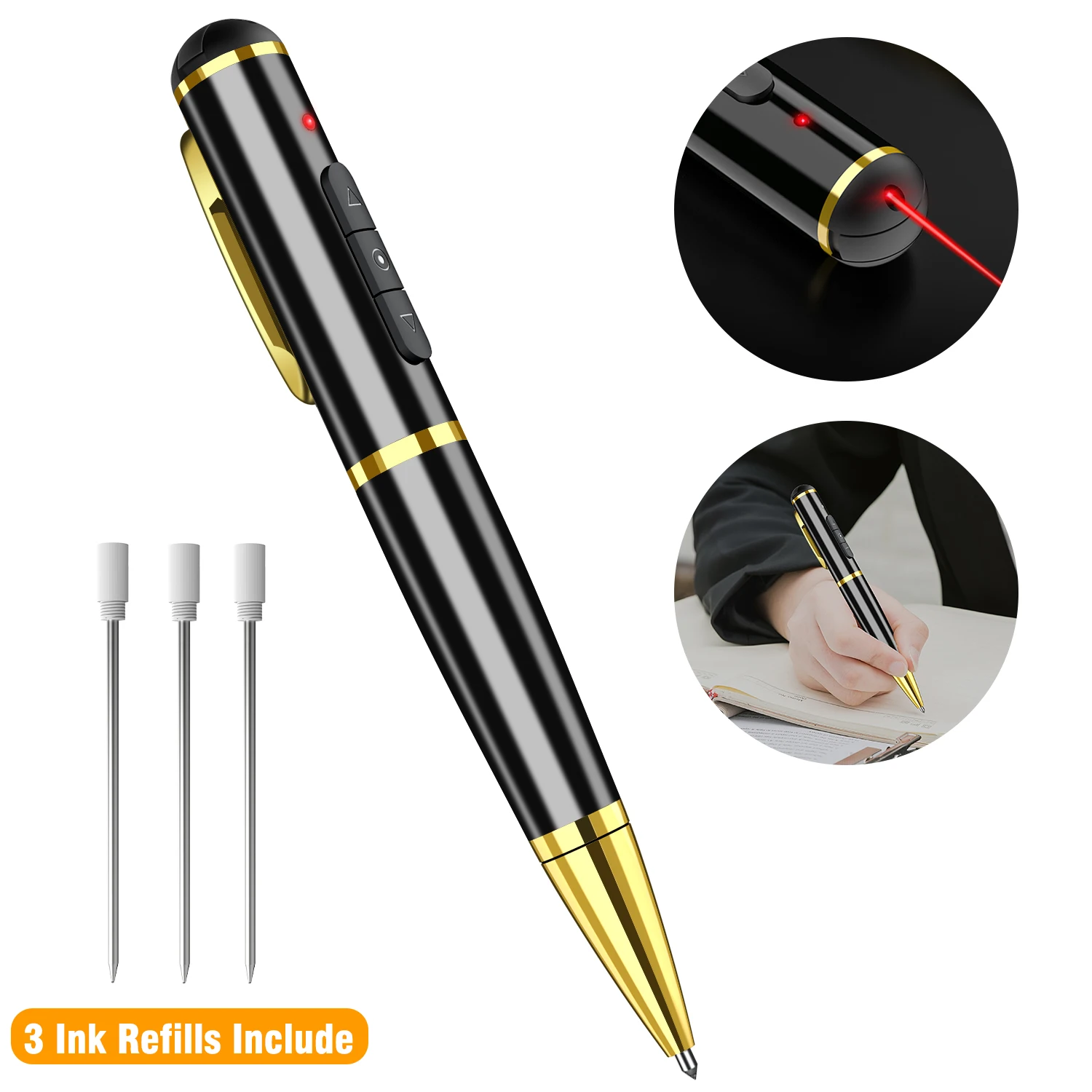 2 in 1 Wireless Presenter with Ballpoint For PowerPoint Presentation Clicker 2.4GHz Remote Control With Laser Pointer Presenter
2 in 1 Wireless Presenter with Ballpoint For PowerPoint Presentation Clicker 2.4GHz Remote Control With Laser Pointer Presenter