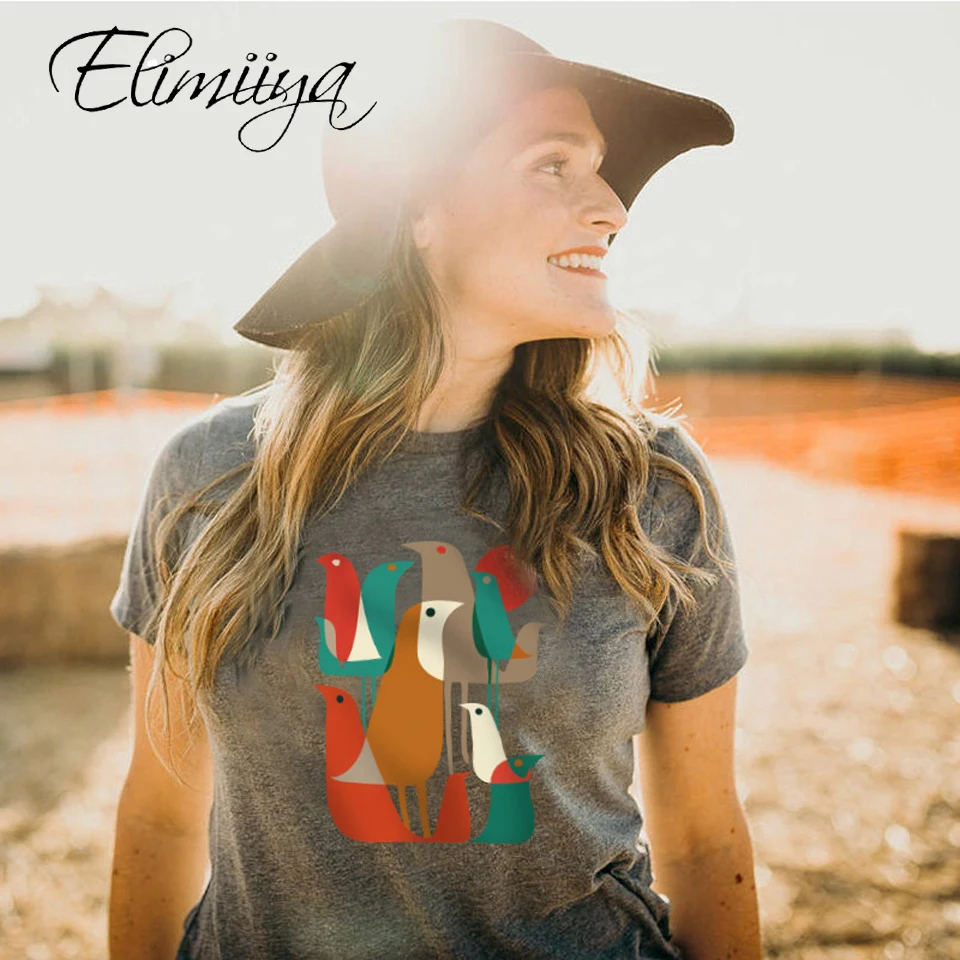 Elimiiya Summer Colorful Bird Print Fashion T shirt Ladies Clothes Harajuku Casual T-shirt Female Top Streetwear Clothing 
Elimiiya Summer Colorful Bird Print Fashion T shirt Ladies Clothes Harajuku Casual T-shirt Female Top Streetwear Clothing