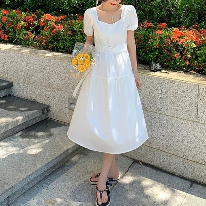 Elegant Casual Women's Dresses Party Short Sleeve Design Sweet Summer Midi Dresses Korean Solid Beach Light Dress Females Chic
Elegant Casual Women's Dresses Party Short Sleeve Design Sweet Summer Midi Dresses Korean Solid Beach Light Dress Females Chic