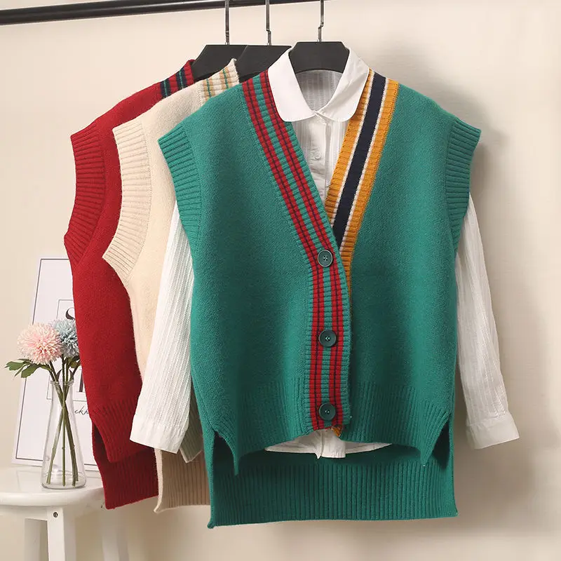 Women new fashion loose vest sleeveless sweater vest student cotton knit coat cardigan P3 585
Women new fashion loose vest sleeveless sweater vest student cotton knit coat cardigan P3 585