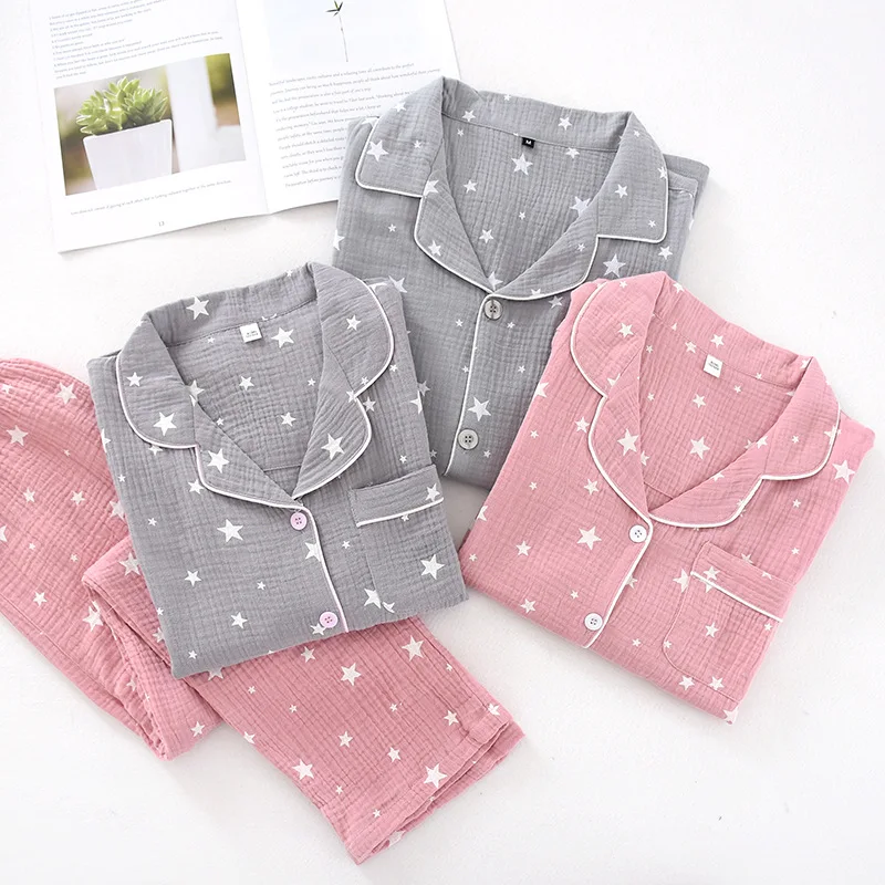 Autumn Spring 100% Cotton Long Sleeves Pyjamas Women pajamas Sets Simple Star Sleepwear Homewear Pijamas suit
Autumn Spring 100% Cotton Long Sleeves Pyjamas Women pajamas Sets Simple Star Sleepwear Homewear Pijamas suit