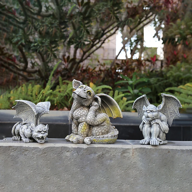 

garden ornament art statues and sculptures outdoor Resin little monster demon angel statue Creative animal courtyard decoration