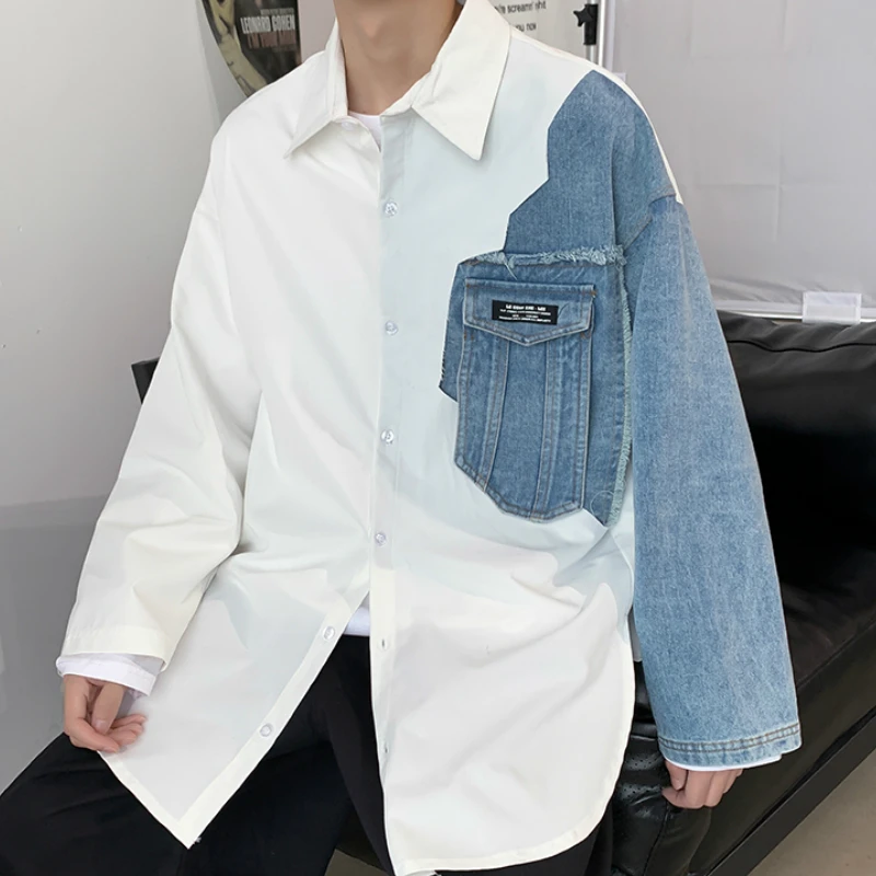 Men's New Denim Stitching Long Sleeve Hawaiian Shirt Streetwear Fashion Clothes Shirts Large Size M-5XL Hip Hop Streetwear
Men's New Denim Stitching Long Sleeve Hawaiian Shirt Streetwear Fashion Clothes Shirts Large Size M-5XL Hip Hop Streetwear