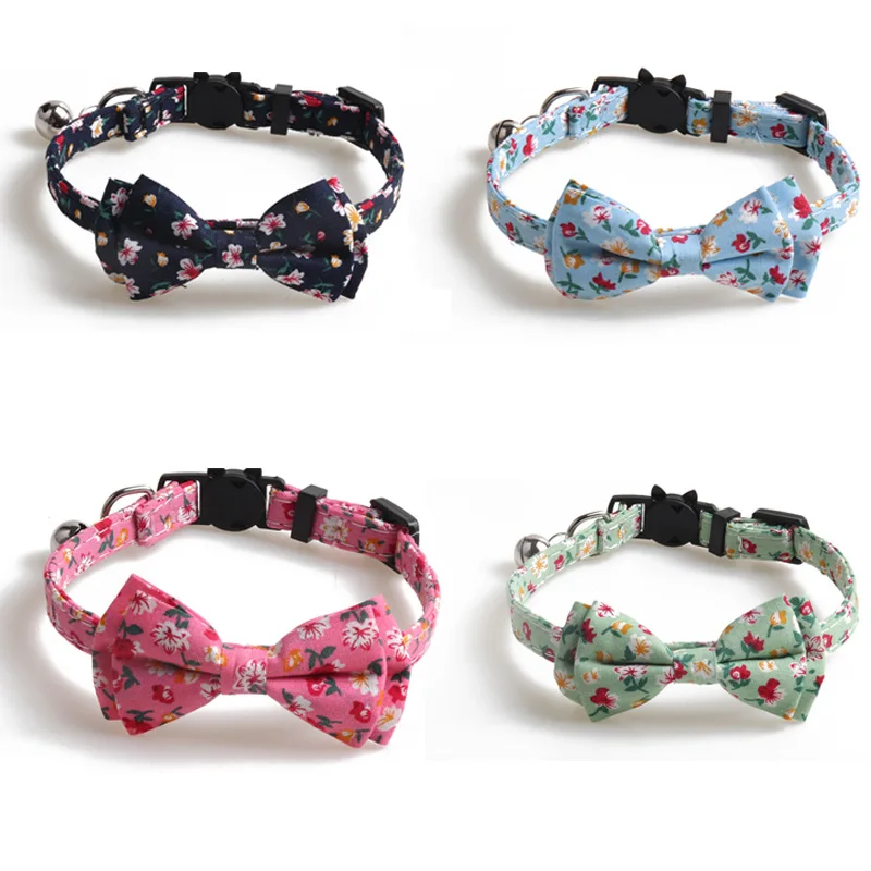 Bowtie Cat Collars Breakaway with Bell Floral Pattern Adjustable Cute Kitty Collars Safety Buckle Kitten Collar for Cat Puppy
Bowtie Cat Collars Breakaway with Bell Floral Pattern Adjustable Cute Kitty Collars Safety Buckle Kitten Collar for Cat Puppy