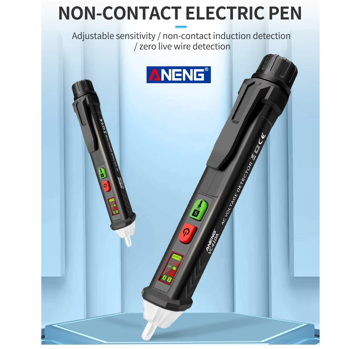 VD401A Non-Contact AC Voltage Tester with Adjustable Sensitivity 12V-1000V Electrical Tester Pen LCD Display Voltage Detector
VD401A Non-Contact AC Voltage Tester with Adjustable Sensitivity 12V-1000V Electrical Tester Pen LCD Display Voltage Detector