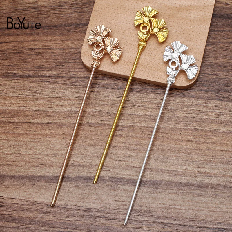 

BoYuTe (2 Pieces/Lot) 32*39MM Metal Alloy Ginkgo Leaf Hair Stick Vintage Style Hair Accessories Diy Hand Made Jewelry Materials