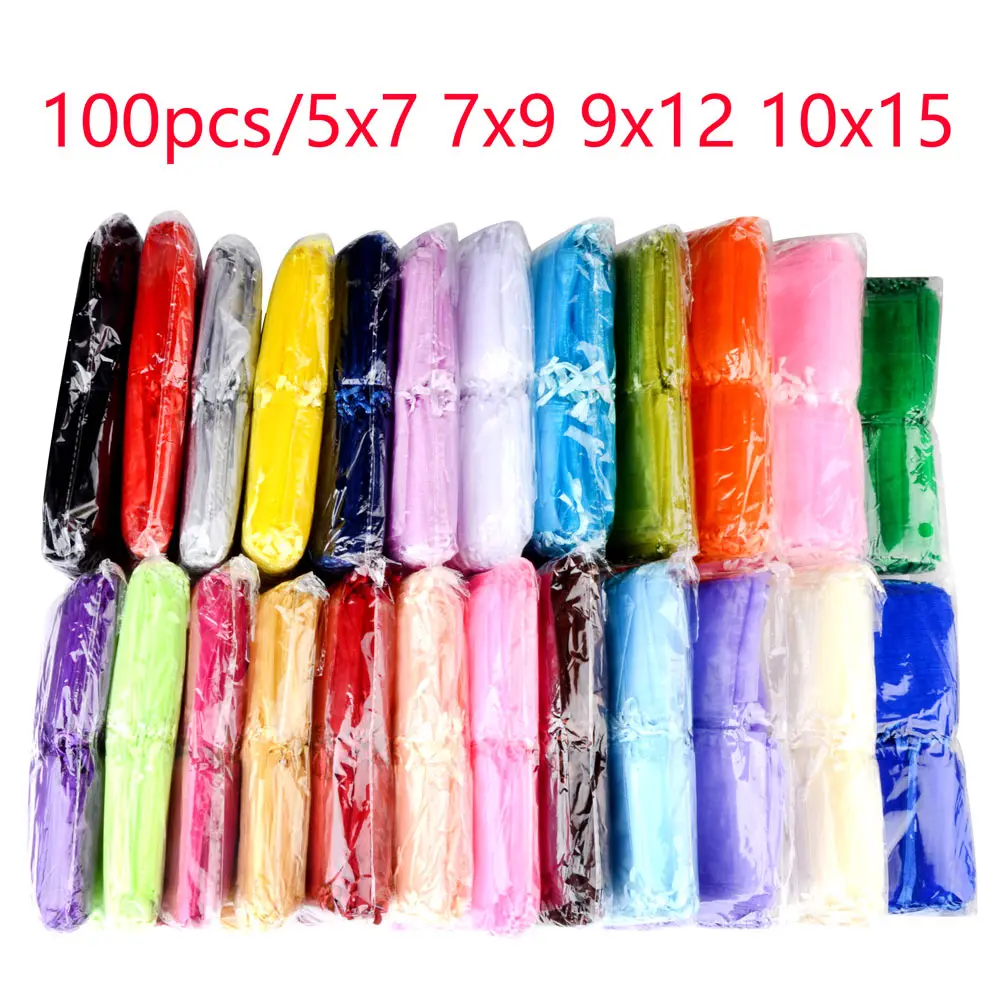 100pcs/lot Wholesale Organza Bags 5*7 7*9 9*12 10*15 Drawable Wedding Packaging Gift Bag Party Jewelry Bags Pouches
100pcs/lot Wholesale Organza Bags 5*7 7*9 9*12 10*15 Drawable Wedding Packaging Gift Bag Party Jewelry Bags Pouches