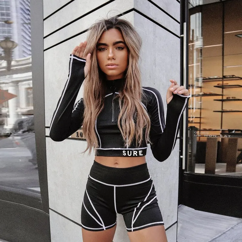 2021 new Autumn Winter New Long Sleeve T-shirt Women's Top-stitched Zipper Tight Sports and Leisure Tops Fashion Sexy Short Top
2021 new Autumn Winter New Long Sleeve T-shirt Women's Top-stitched Zipper Tight Sports and Leisure Tops Fashion Sexy Short Top