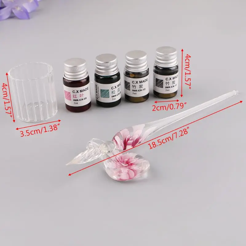 W3JD 7PCS/SET Handmade Floral Glass Pen Dip Writing Ink Signature Pens Set for School Stationery Gifts Art Decoration Supplies
W3JD 7PCS/SET Handmade Floral Glass Pen Dip Writing Ink Signature Pens Set for School Stationery Gifts Art Decoration Supplies