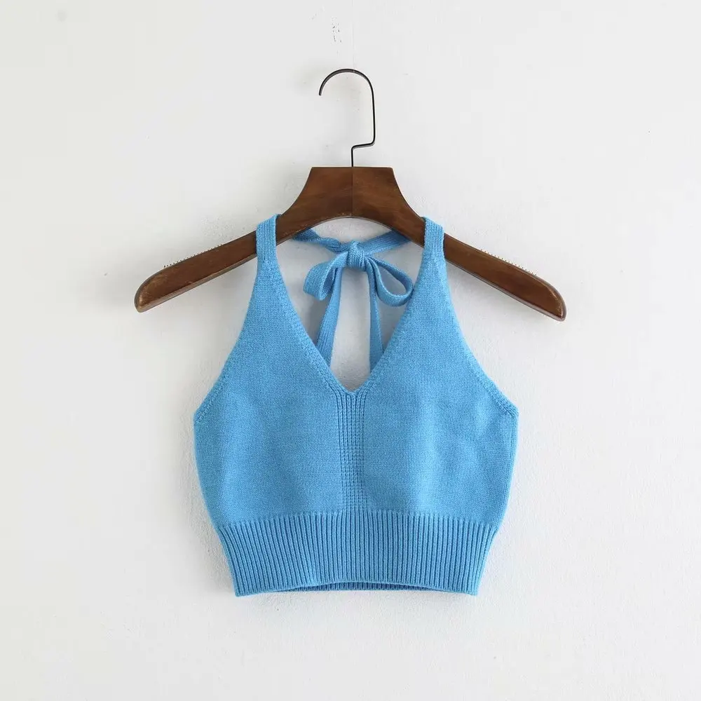 Spring and summer new products cross-border e-commerce women's knitted lace-up halter tube top halter vest- M61276
Spring and summer new products cross-border e-commerce women's knitted lace-up halter tube top halter vest- M61276