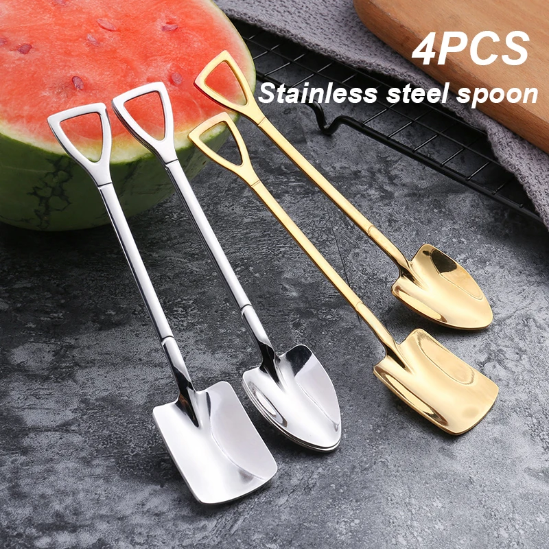 304 Stainless Steel Tea Shovel Ice Cream Iron Scoop Creative Fashion Tableware Kitchen Accessories 4Pcs Coffee Spoon Cutlery Set
304 Stainless Steel Tea Shovel Ice Cream Iron Scoop Creative Fashion Tableware Kitchen Accessories 4Pcs Coffee Spoon Cutlery Set
