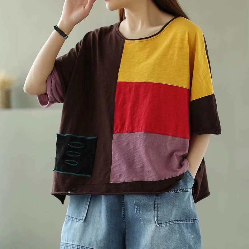 Max LuLu 2021 Summer New Design Girls Splicing Contrast Color Tees Womens Holes Loose Tops Ladies Half Sleeve T-shirts Big Size
Max LuLu 2021 Summer New Design Girls Splicing Contrast Color Tees Womens Holes Loose Tops Ladies Half Sleeve T-shirts Big Size
