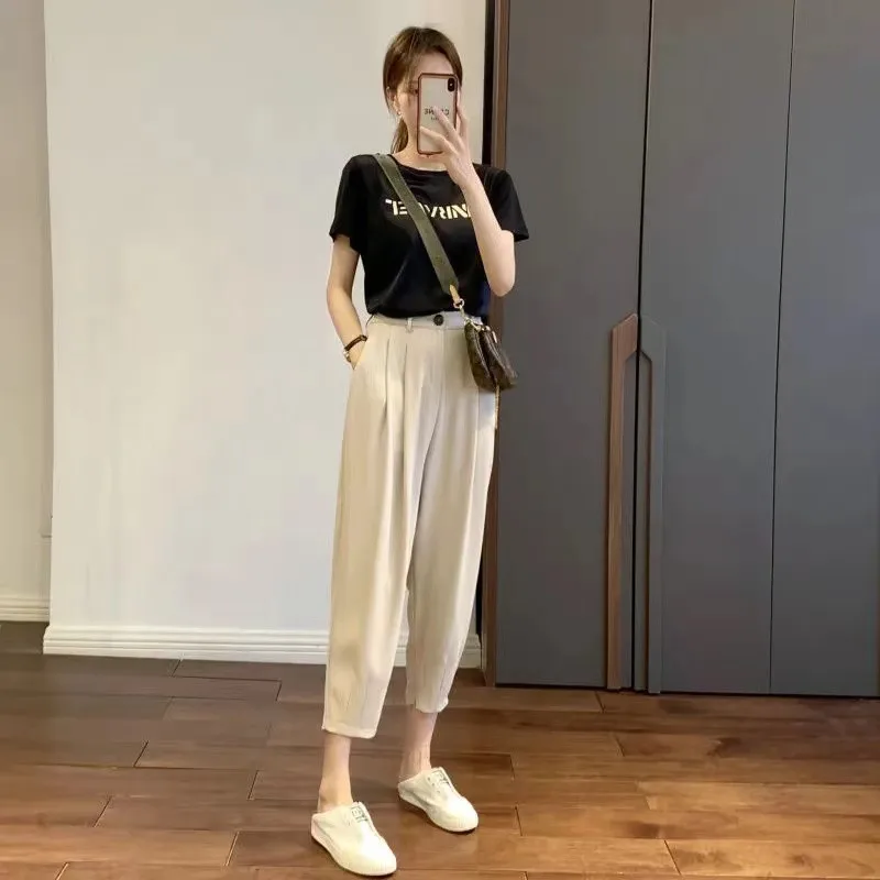 2021 New Summer High Waist Casual Pants For Women Plus Size Loose Solid Colour Elastic Female Trousers
2021 New Summer High Waist Casual Pants For Women Plus Size Loose Solid Colour Elastic Female Trousers