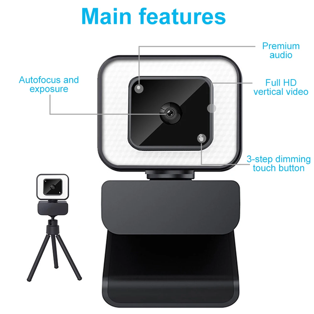 Ring Light Webcam 4K Full HD 2K 1080P Web Camera Fill Light For PC Computer Laptop Video USB Autofocus WebCam With Microphone
Ring Light Webcam 4K Full HD 2K 1080P Web Camera Fill Light For PC Computer Laptop Video USB Autofocus WebCam With Microphone