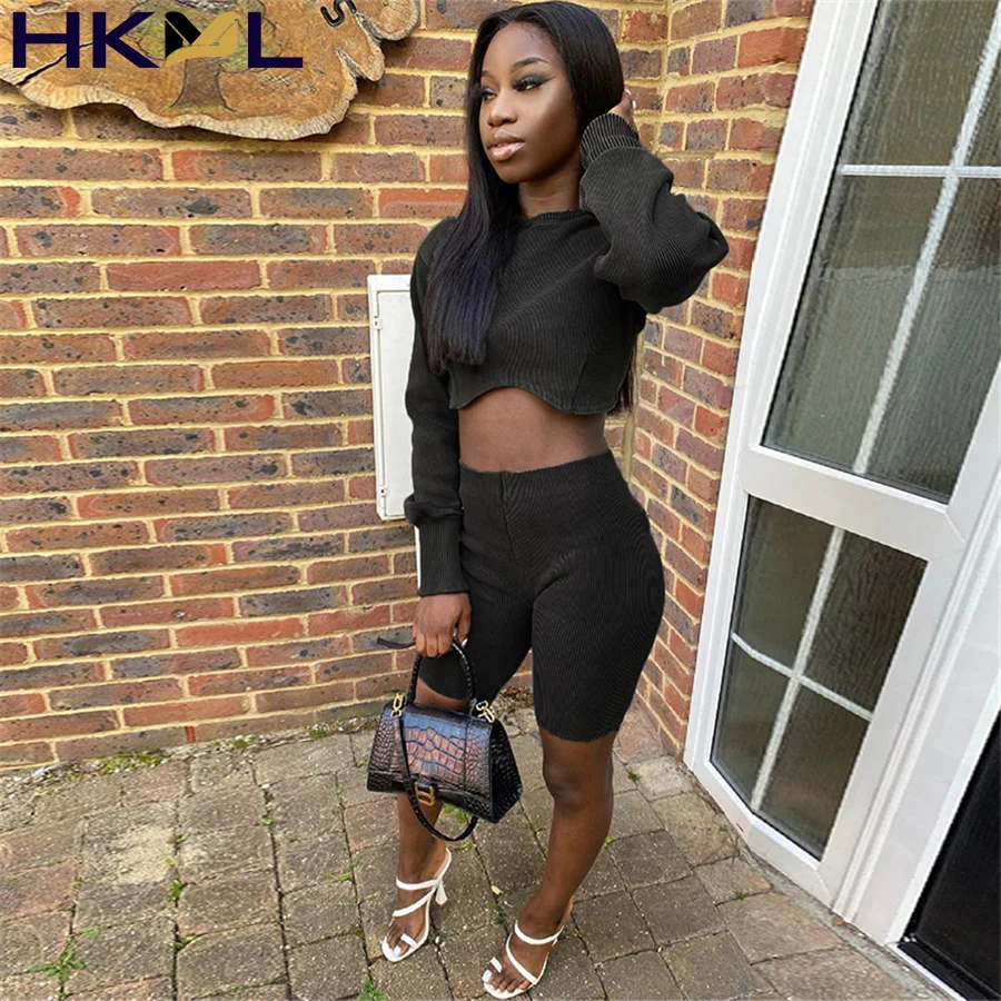 Ribbed Tracksuit Women Fitness Matching Set Fall Trend Crop Top+Biker Shorts Casual Skinny Elastic Streetwear Outfits
Ribbed Tracksuit Women Fitness Matching Set Fall Trend Crop Top+Biker Shorts Casual Skinny Elastic Streetwear Outfits