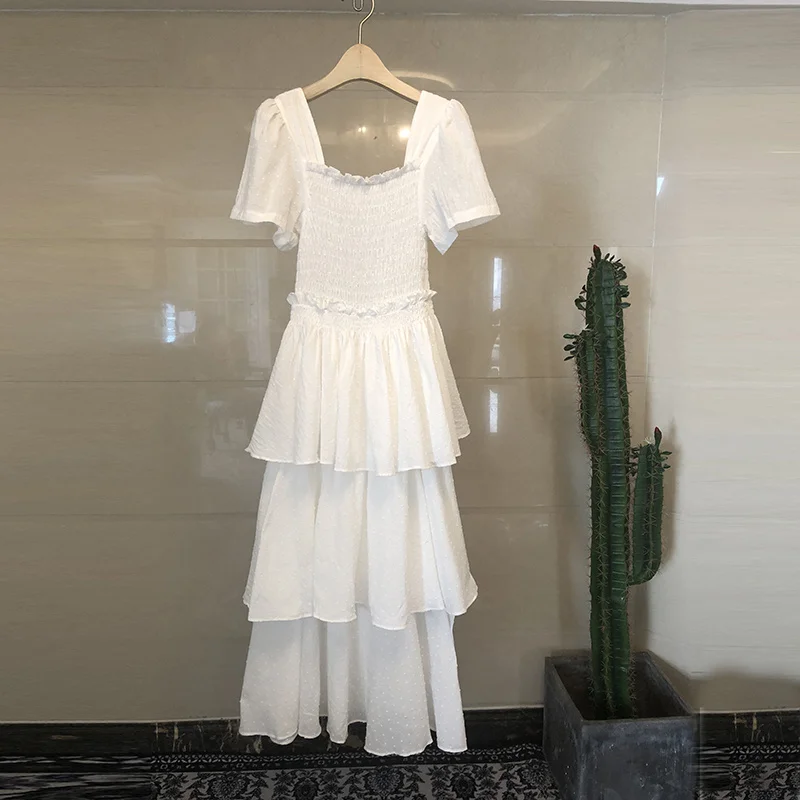 2021 Summer New Women Maxi Dress Vintage Sweet Square Collar Short Sleeve Holiday Long Dress High Quality Cotton Elegant Robe
2021 Summer New Women Maxi Dress Vintage Sweet Square Collar Short Sleeve Holiday Long Dress High Quality Cotton Elegant Robe