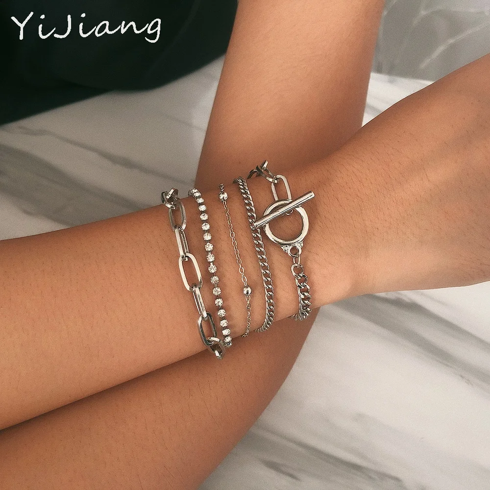 【Buy 1 get 2 】5pc/lot 18cm Silver Thick Chain Bracelets for Women Bohemian Elegant Charming Sparkling Zircon Party Jewelry sets
【Buy 1 get 2 】5pc/lot 18cm Silver Thick Chain Bracelets for Women Bohemian Elegant Charming Sparkling Zircon Party Jewelry sets