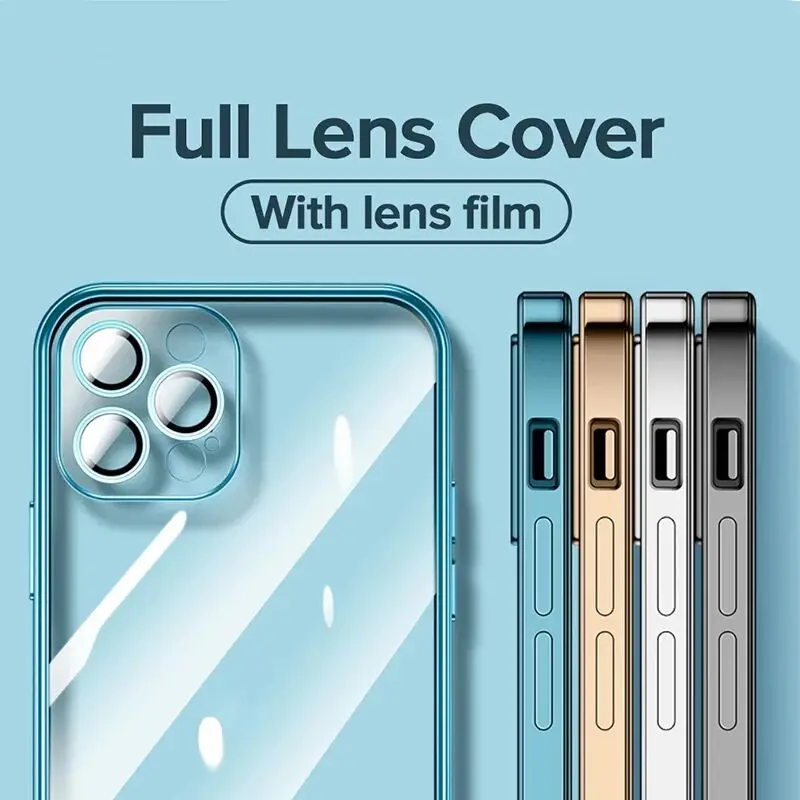 Plating Square Frame Clear Case For iPhone 12 Pro Case Full Lens Cover Shockproof Soft TPU Back Cover For iPhone 12 Pro Max Mini
Plating Square Frame Clear Case For iPhone 12 Pro Case Full Lens Cover Shockproof Soft TPU Back Cover For iPhone 12 Pro Max Mini