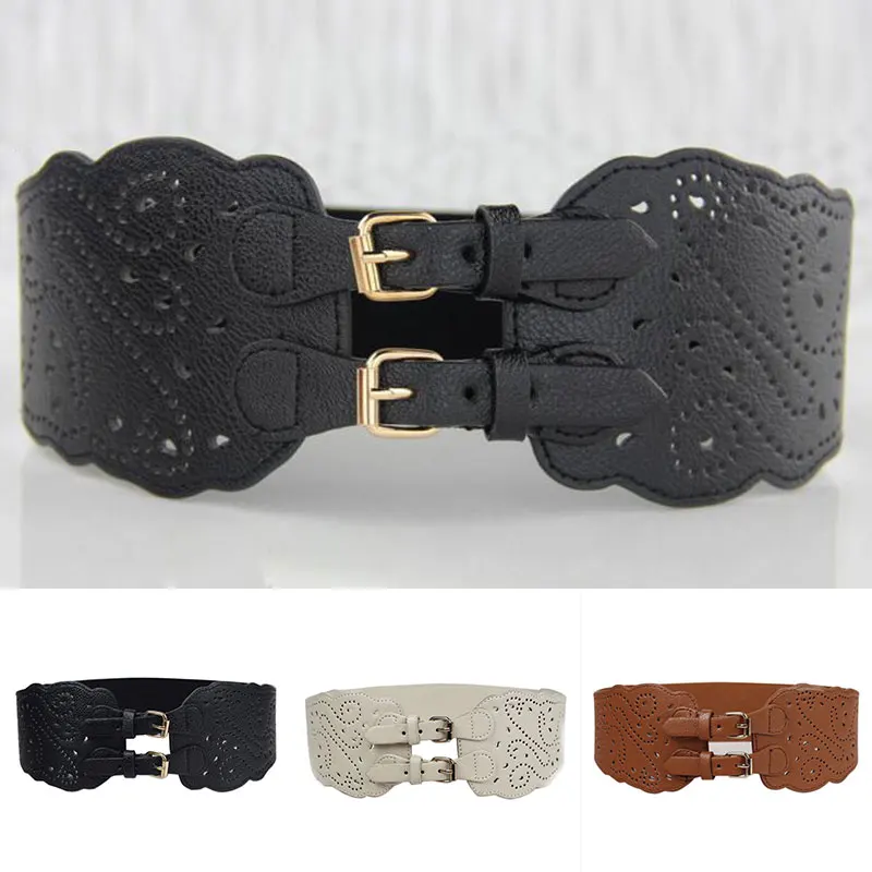 Leather Corset Belt Double Buckle Adjustable For Dresses Coat Female Black White Camel Waistband Vintage Elastic Wide Waist Belt
Leather Corset Belt Double Buckle Adjustable For Dresses Coat Female Black White Camel Waistband Vintage Elastic Wide Waist Belt