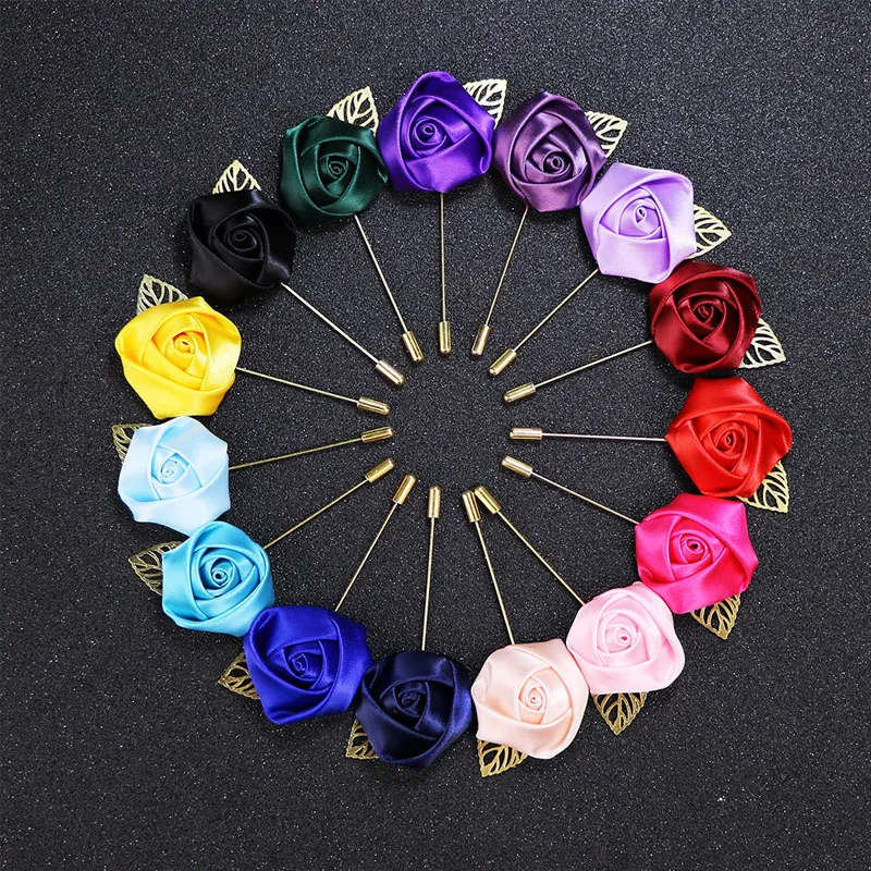 Korean Satin Rose Flower Brooch Wedding Corsage Groom Boutonniere Gold Alloy Leaf Bridal Artificial Flowers Brooch Men
Korean Satin Rose Flower Brooch Wedding Corsage Groom Boutonniere Gold Alloy Leaf Bridal Artificial Flowers Brooch Men