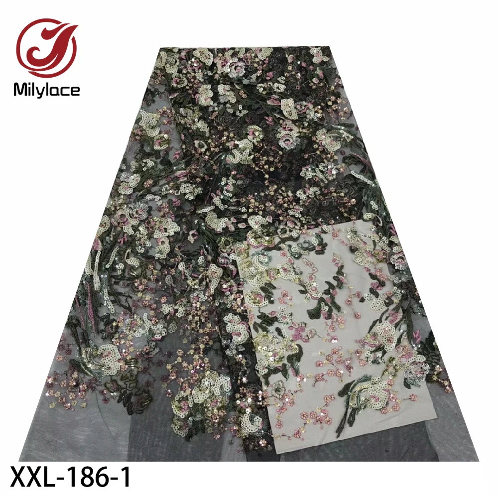 Latest African Net Lace Fabric High Quality Sequins Lace Fabrics 5Yards French Embroidery Tulle Lace Material XXL-186
Latest African Net Lace Fabric High Quality Sequins Lace Fabrics 5Yards French Embroidery Tulle Lace Material XXL-186