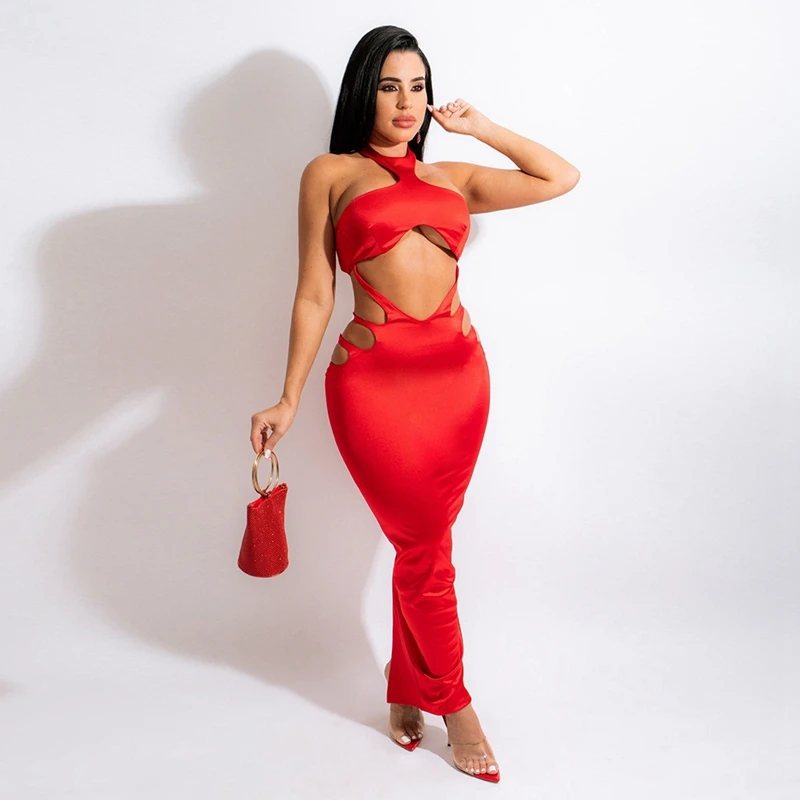 Женское облегающее платье миди с открытой спиной и лямкой на шее
Женское облегающее платье миди с открытой спиной и лямкой на шее