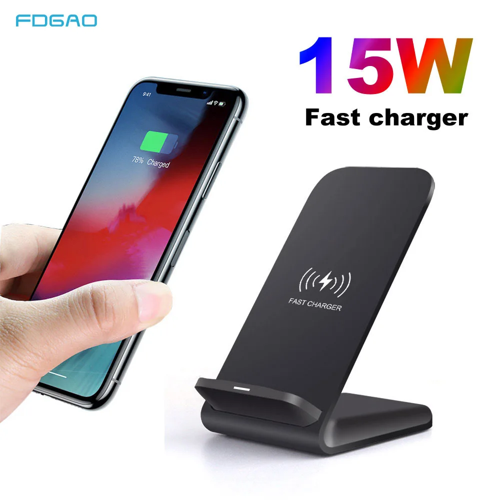 Беспроводное зарядное устройство FDGAO QI USB Type-C 15 Вт для iPhone 12 11 Pro XS Max XR X 8 подставка