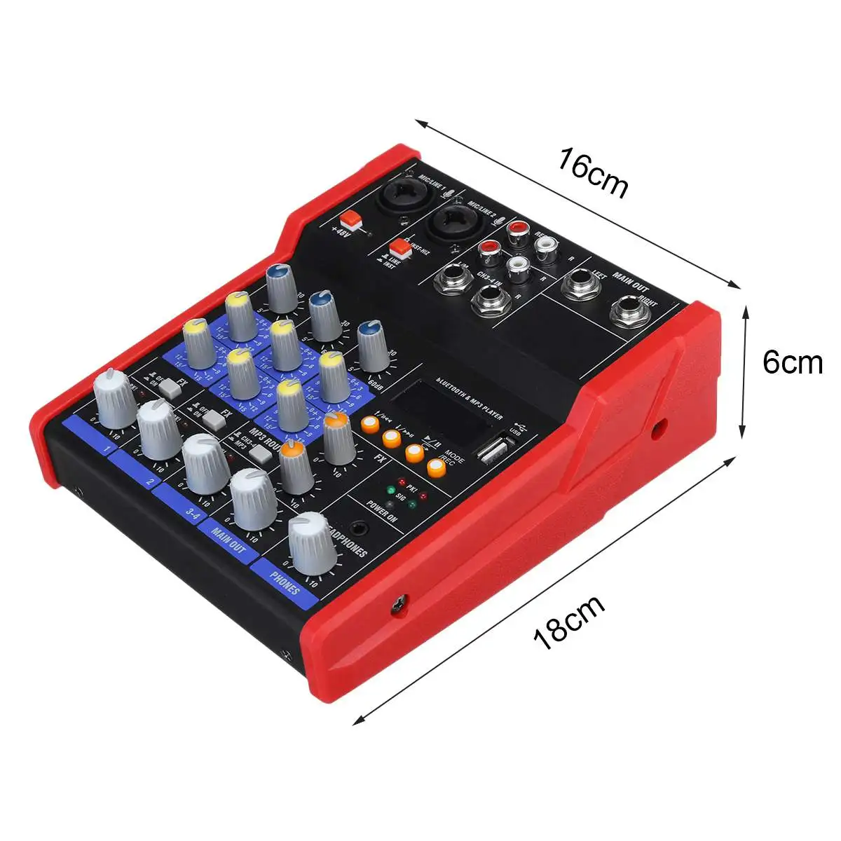 4 Channels Professional Line Mixing Live Audio Studio Sound Mixer Mixing DJ Console USB with 48V Phantom Power 16 DSP Effects
4 Channels Professional Line Mixing Live Audio Studio Sound Mixer Mixing DJ Console USB with 48V Phantom Power 16 DSP Effects