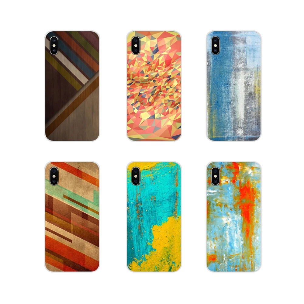 Soft TPU Case For Samsung Galaxy J1 J2 J3 J4 J5 J6 J7 J8 Plus 2018 Prime 2015 2016 2017 Teal Peach Triangles Color Block On Wood | Мобильные