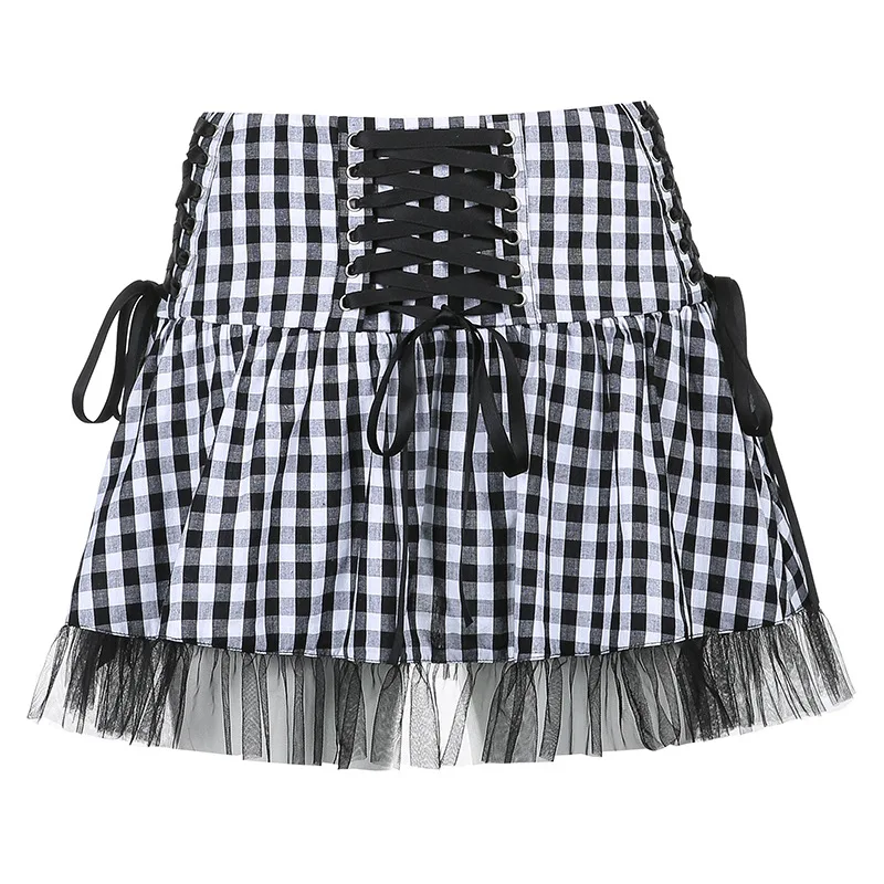 Spring 2021 New Gothic Women Skirt Mini Hot Girl Style Sexy Plaid Skirt Femaletie Lace Splicing Hip Wrap Skirts Mujer
Spring 2021 New Gothic Women Skirt Mini Hot Girl Style Sexy Plaid Skirt Femaletie Lace Splicing Hip Wrap Skirts Mujer