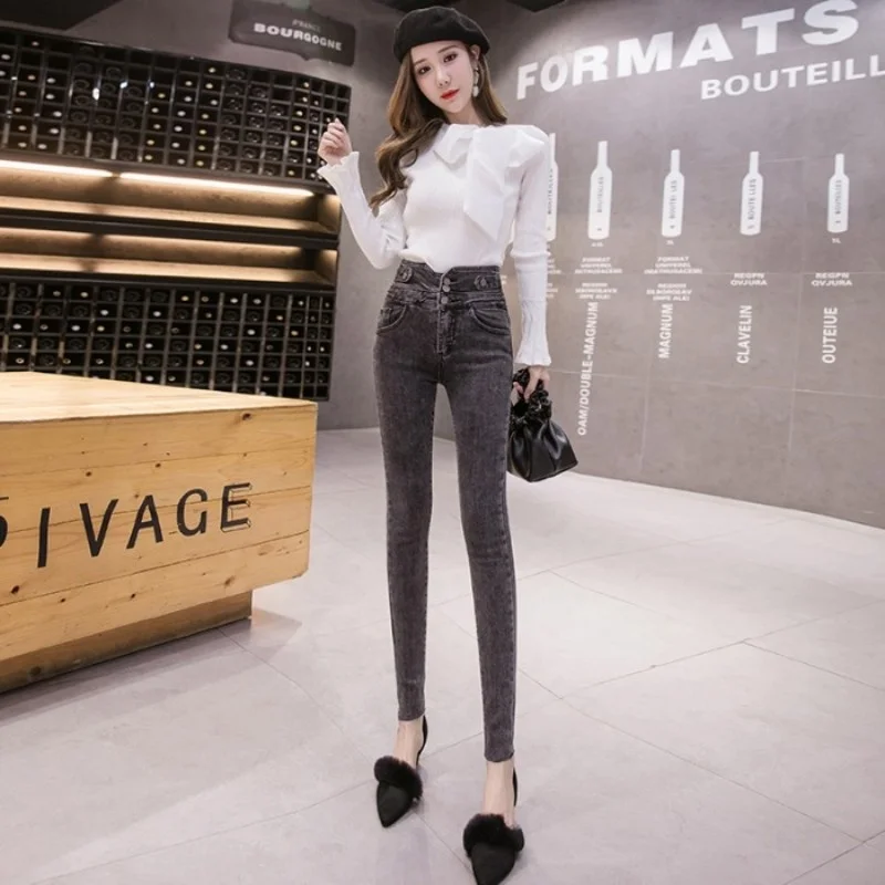 Women High Waist Buttons Skinny Jeans Pencil Pants Fashion Sexy Slim Fit Office Ladies Denim Pants Ankle Length Casual Jeans
Women High Waist Buttons Skinny Jeans Pencil Pants Fashion Sexy Slim Fit Office Ladies Denim Pants Ankle Length Casual Jeans