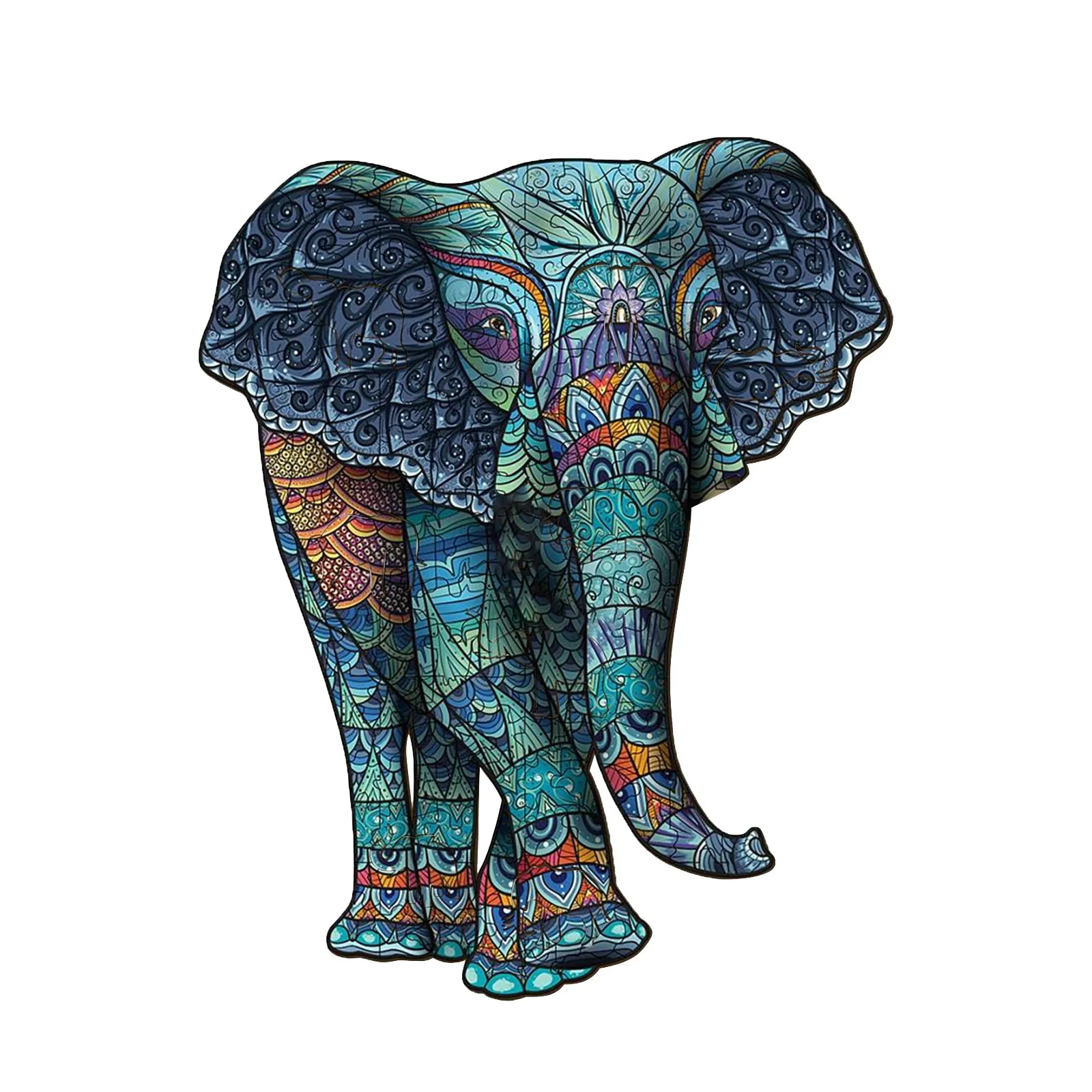 

New Elephant Tribal Wooden Puzzle Unique Shape Pieces Animal Jigsaw for Adults and children Puzzles Gifts