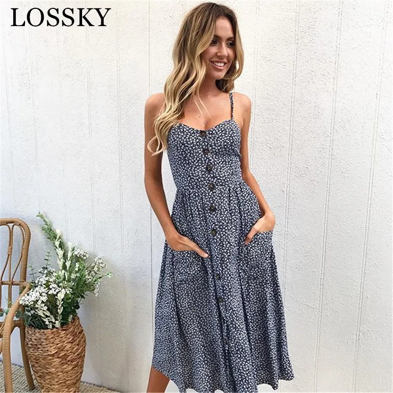 Sexy V Neck Backless Floral Summer Beach Dress Women 2020 White Boho Striped Button Sunflower Daisy Pineapple Party Midi Dresses
Sexy V Neck Backless Floral Summer Beach Dress Women 2020 White Boho Striped Button Sunflower Daisy Pineapple Party Midi Dresses