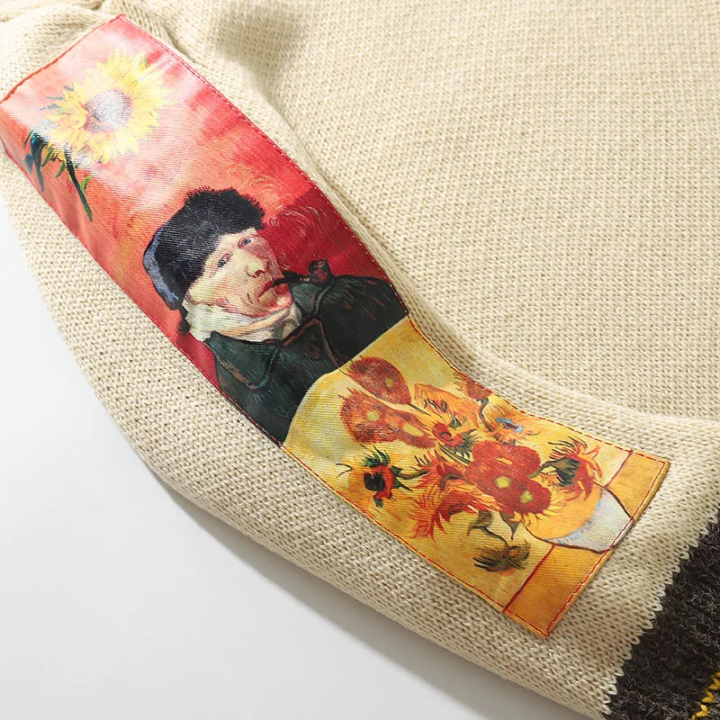 2020 Men Hip Hop Sweater Pullover Streetwear Van Gogh Painting Embroidery Knitted Sweater Retro Vintage Autumn Sweaters Cotton
2020 Men Hip Hop Sweater Pullover Streetwear Van Gogh Painting Embroidery Knitted Sweater Retro Vintage Autumn Sweaters Cotton