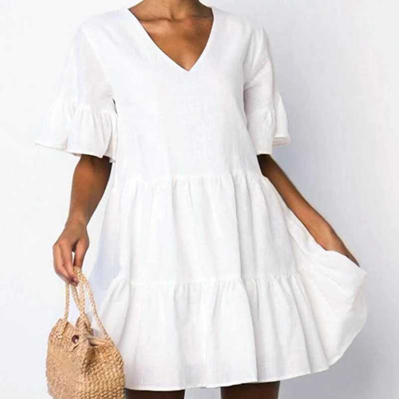 Summer Beachwear Deep V Neck Short Sleeve Ruffle A-Line Mini Dress Women Dress Sexy Dress
Summer Beachwear Deep V Neck Short Sleeve Ruffle A-Line Mini Dress Women Dress Sexy Dress