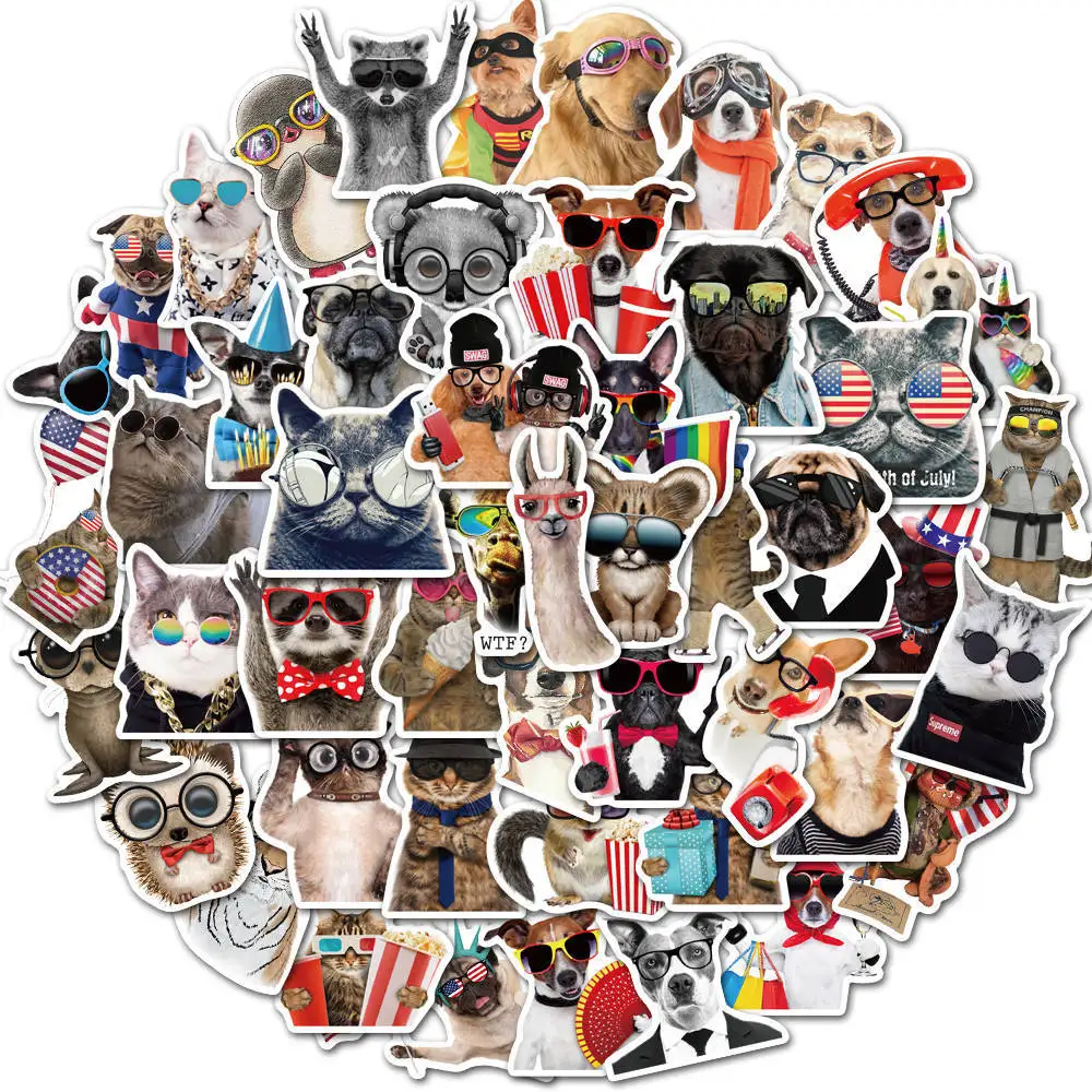 50pcs Animal Stickers with Glasses Cartoon Dog Waterproof Suitcase Notebook Water Cup Refrigerator Stickers
50pcs Animal Stickers with Glasses Cartoon Dog Waterproof Suitcase Notebook Water Cup Refrigerator Stickers